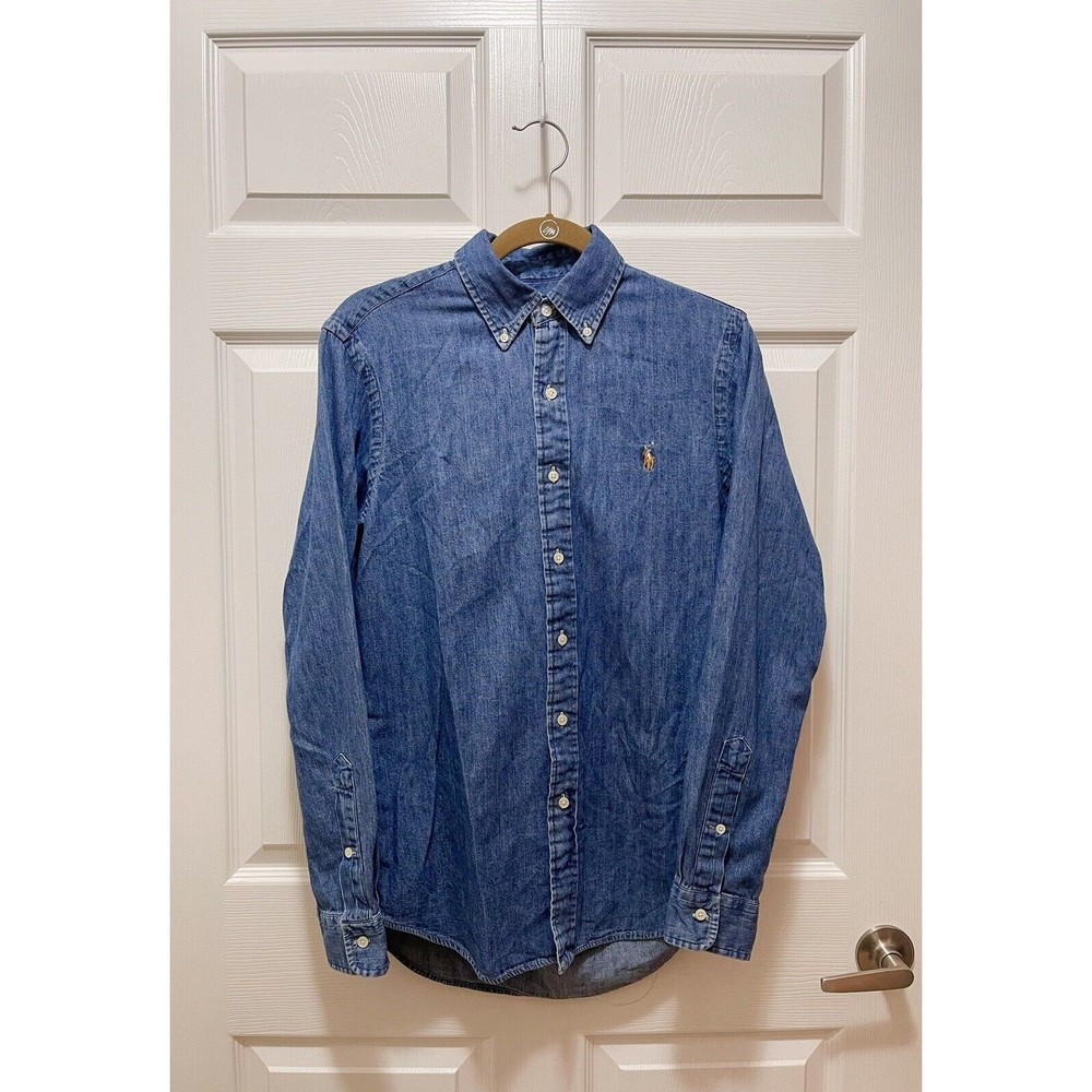 Ralph Lauren Men's Denim Long Sleeve Button Shirt Size S 100% Cotton